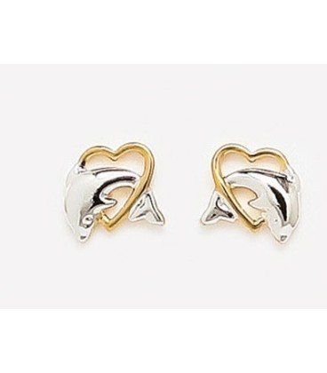 Boucles d'oreilles enfant plaqué or dauphin rhodié Boucles d'oreilles enfant plaqué or dauphin rhodié