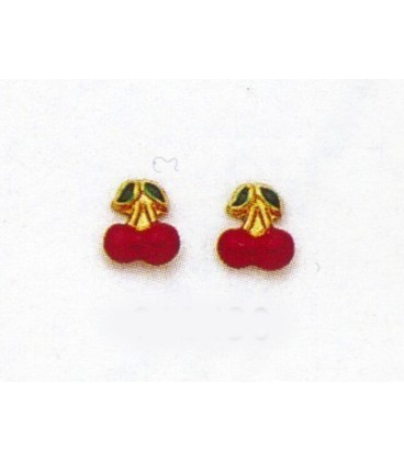 Boucles d'oreilles OR enfant bébé cerise émaillée Boucles d'oreilles OR enfant bébé cerise émaillée