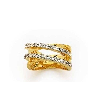Bague plaqué or entrelacs d'anneaux d'oxydes de zirconium Bague plaqué or entrelacs d'anneaux d'oxydes de zirconium