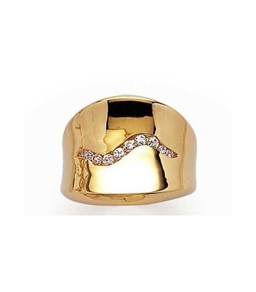 Bague plaqué or large anneau incurvé vague de zirconium Bague plaqué or large anneau incurvé vague de zirconium