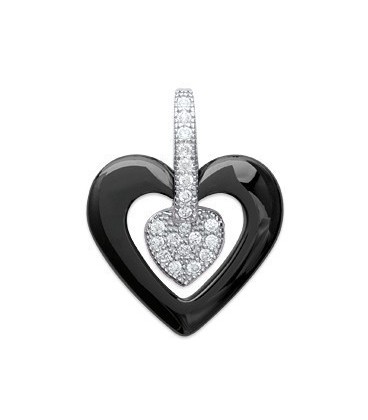 Pendentif coeur de céramique argent massif zirconium microserti Pendentif coeur de céramique argent massif zirconium microserti