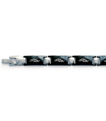 Bracelet homme en ruthénium et acier motif tribal Bracelet homme en ruthénium et acier motif tribal