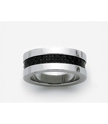 Bague alliance homme acier et carbone-1