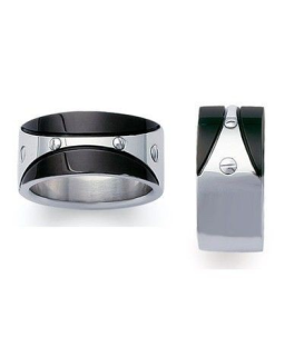 Bague homme alliance acier ﻿﻿inoxydable et ruthénium 