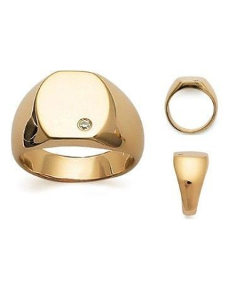 Grosse bague chevalière homme plaqué or et zirconium 
