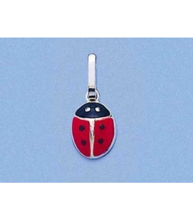 Pendentif pour enfant argent massif coccinelle emaillée rouge 