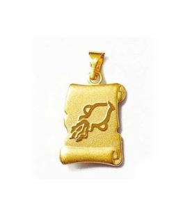 Pendentif enfant parchemin signe du zodiaque plaqué or