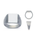 Grosse bague acier chevalière carrée miroir 