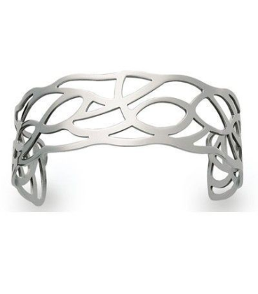 Bracelet rigide acier entrelacs stylisé femme-1