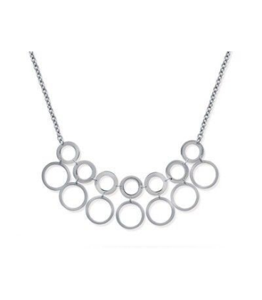 Collier femme acier anneaux en pendentif-1