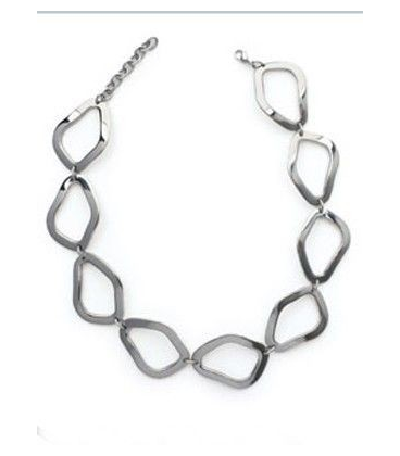 Collier acier anneaux stylisés-1