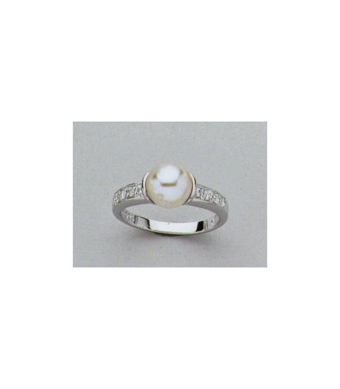 Bague En Argent Avec Perle Blanche & Zircon – Neuf Sans Emballage, Style Élégant