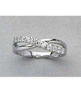 Bague argent massif vagues croisées zirconium