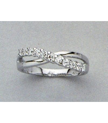 Bague argent massif vagues croisées zirconium-1