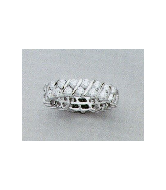 Bague Argent Massif Style éventail - Zirconiums Noirs Et Blancs - Taille 53 - Marque Eliot