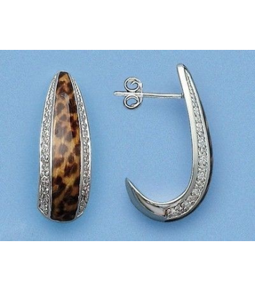 Boucles d'oreilles argent massif émail et zirconium-1