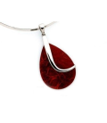 Très beau pendentif de corail gorgone rouge irisé argent massif