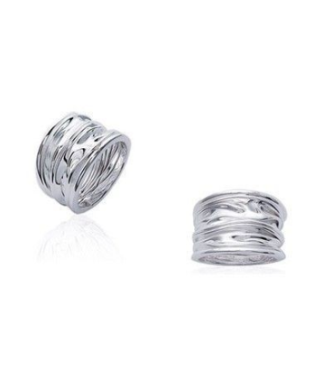 Grosse bague argent massif froissée ouvragée-1
