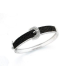 Beau bracelet argent massif rigide ouvrant ceinture en demi jonc de zirconium noir et blanc-1