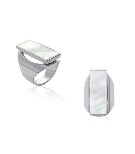 Belle bague nacre véritable sur argent massif