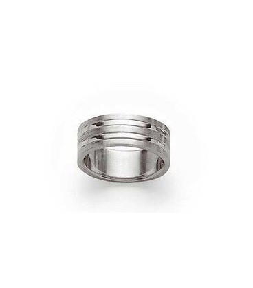 Bague acier style alliance striée 
