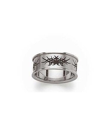 Bague homme acier motif tribal-1