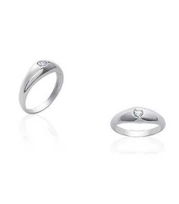 Bague jonc argent massif oxyde de zirconium 