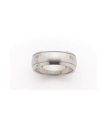 Bague acier brossé inoxydable alliance légèrement bombée - 1 - Bague anneau mixte femme homme. Bijou tendance moderne, analler