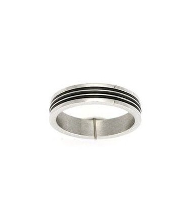 Bague homme acier anneau alliance deux tons-1