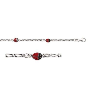 Bracelet enfant argent massif petites coccinelles en chaine-2