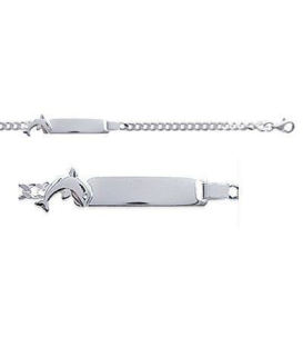 Bracelet gourmette pour enfant en argent massif motif dauphin