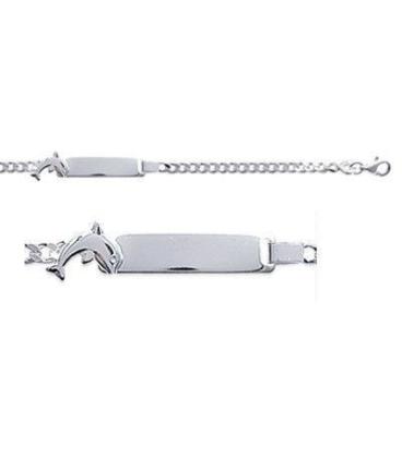 Bracelet gourmette pour enfant en argent massif motif dauphin-2