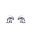 Boucles d'oreilles dauphin enfant en argent massif et petit zirconium-1