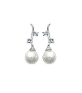 Boucles d'oreilles argent massif perle blanche de Majorque zirconium