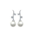 Boucles d'oreilles argent massif perle blanche de Majorque zirconium