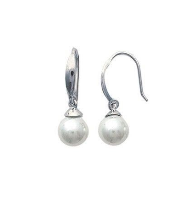 Boucles d'oreilles argent massif dormeuse perle de Majorque-2