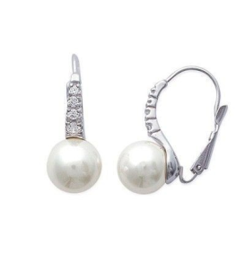 Boucles d'oreilles argent massif perle de Majorque et zirconias