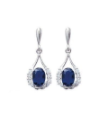 Boucles d'oreilles argent massif pendants oxydes de zirconium bleu et blancs