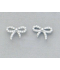 Boucles d'oreilles noeud d'argent massif et zirconium blanc 