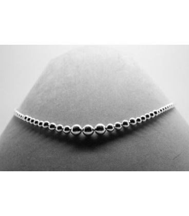 Gros collier perles d'argent massif en chute-2