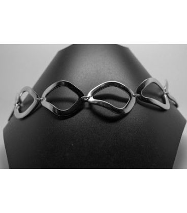 Collier acier anneaux stylisés-2