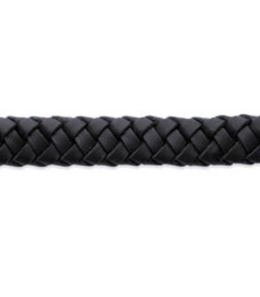 Beau bracelet homme en cuir noir tressé - 2 - Gros bracelet en cuir noir tressé. 