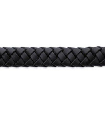 Beau bracelet homme en cuir noir tressé-2