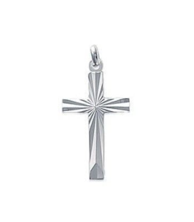 Pendentif croix chrétienne catholique argent massif diamantée