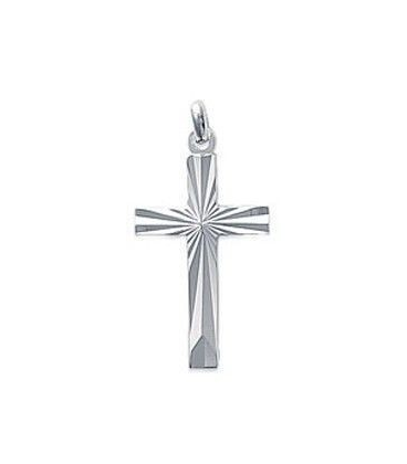 Pendentif croix chrétienne catholique argent massif diamantée 