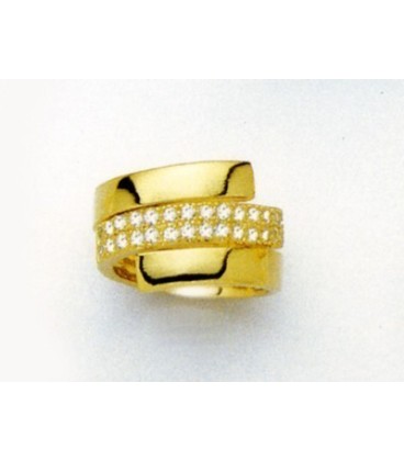 Grosse bague plaqué or large anneau rehaussé de zirconium Grosse bague plaqué or large anneau rehaussé de zirconium