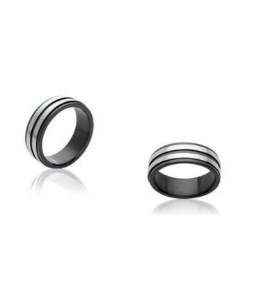 Alliance bague homme acier anneau bicolore-1