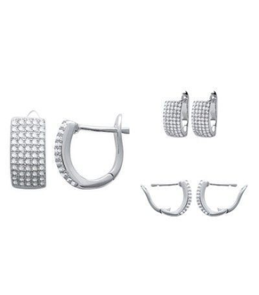 Boucles d'oreilles créole argent massif et zirconium -1