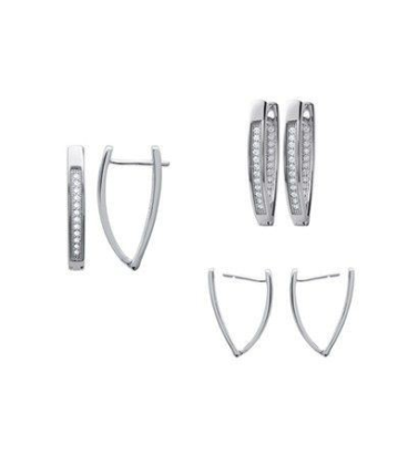 Belle boucles d'oreilles originale créole argent massif zirconium blanc-1