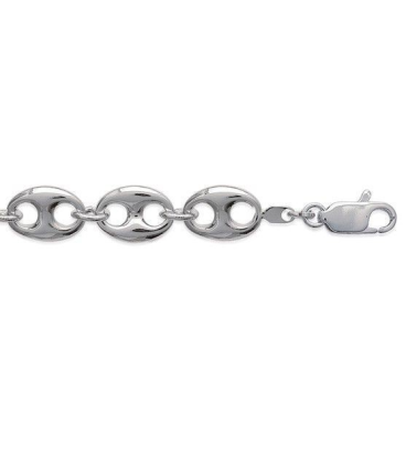 Gros bracelet argent massif grain de café-1